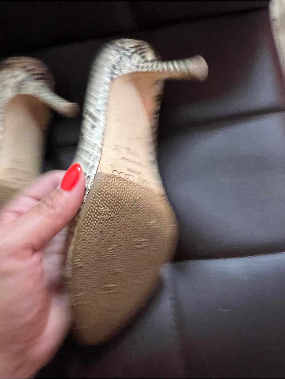 Jimmy Choo Beige and Brown Snakeskin Pointed-Toe Pumps - Picture 4 of 9